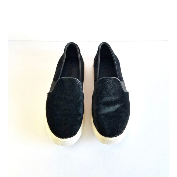 VINCE Women's Black Calf Hair Slip On Sneakers Sz 6 36 Flat Slip On Pony - Picture 5 of 14